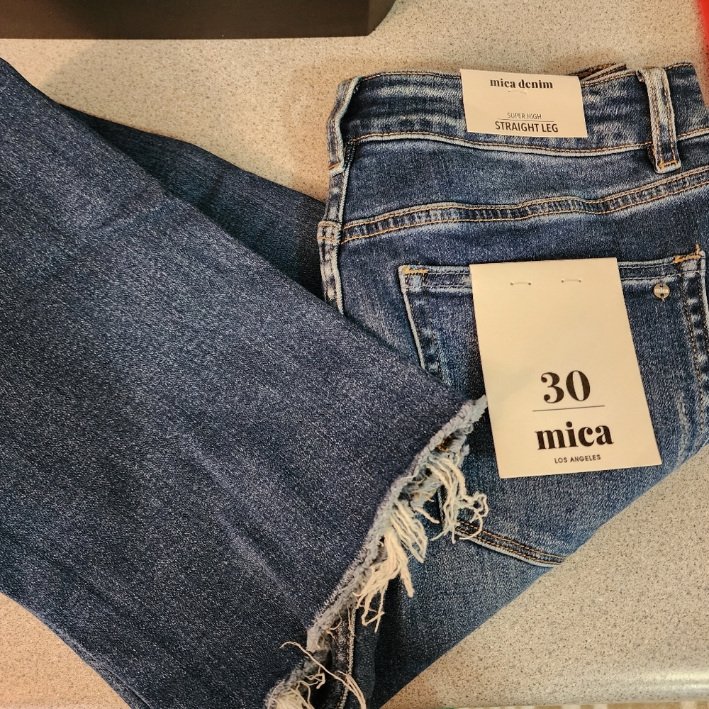 MICA Women's Super High Straight Leg Jeans - Blue. NWT - Picture 5 of 14